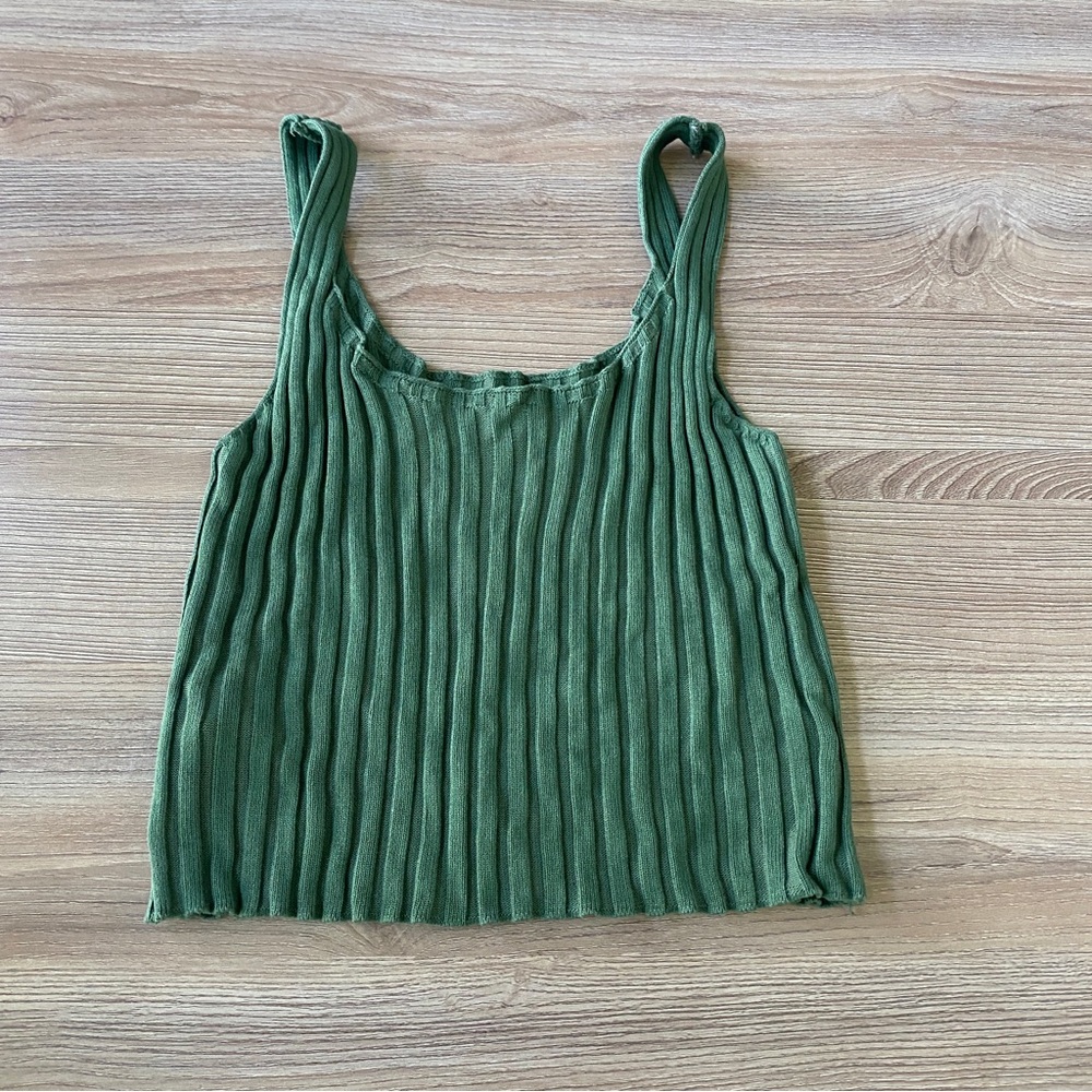 Shein green ribbed cami crop top